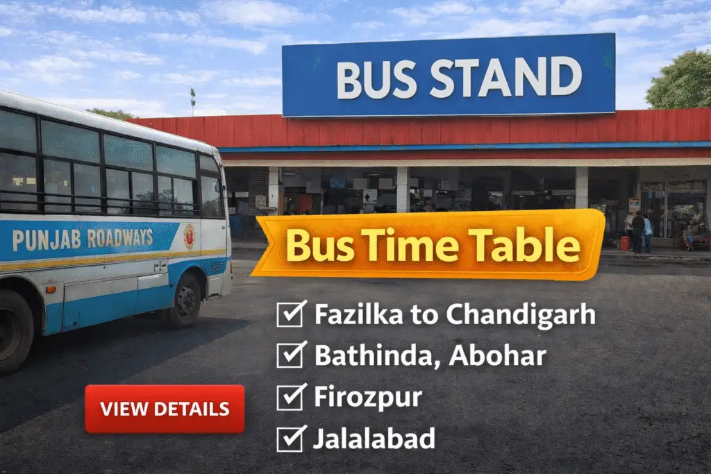 Fazilka Bus Stand Time Table
